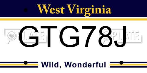 GTG78J West Virginia License Plate