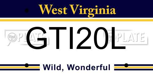 GTI20L West Virginia License Plate