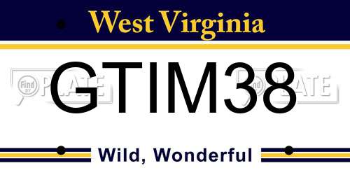 GTIM38 West Virginia License Plate