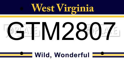 GTM2807 West Virginia License Plate