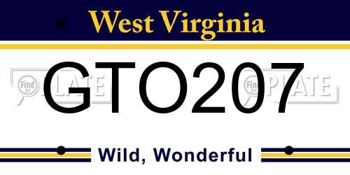 GTO207 West Virginia License Plate