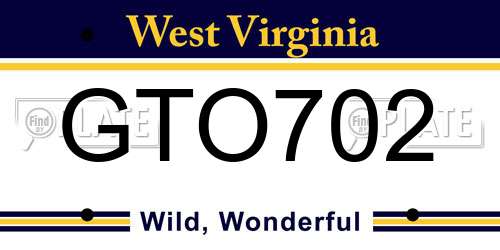 GTO702 West Virginia License Plate