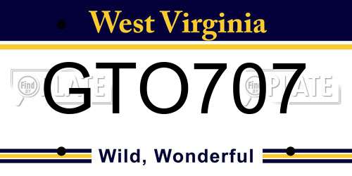 GTO707 West Virginia License Plate
