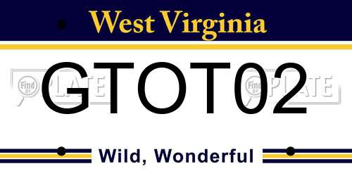 GTOT02 West Virginia License Plate