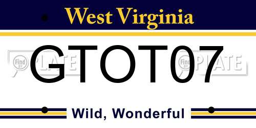 GTOT07 West Virginia License Plate
