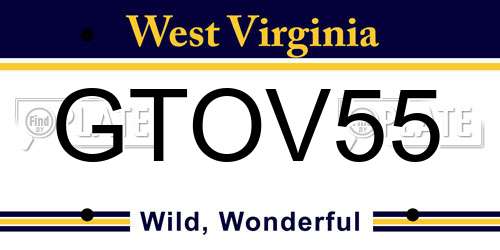 GTOV55 West Virginia License Plate