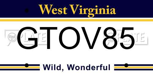 GTOV85 West Virginia License Plate