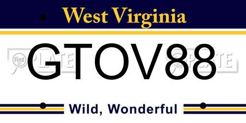 GTOV88 West Virginia License Plate