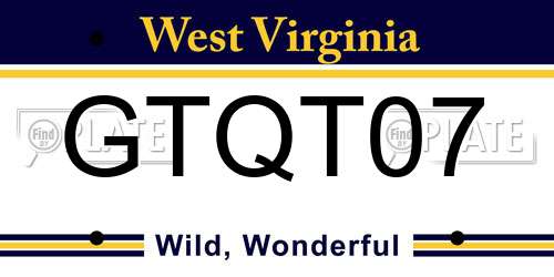 GTQT07 West Virginia License Plate