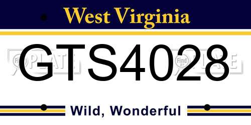 GTS4028 West Virginia License Plate