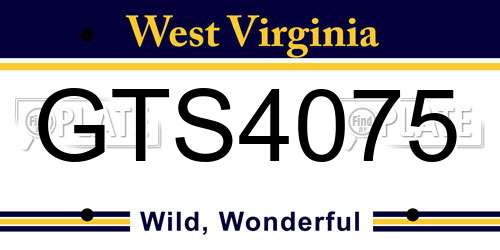GTS4075 West Virginia License Plate