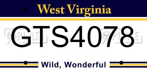 GTS4078 West Virginia License Plate
