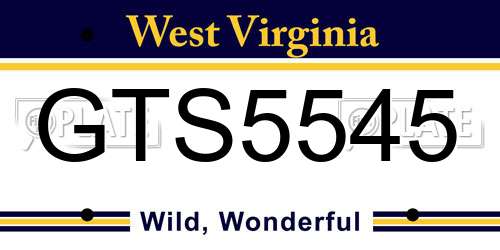 GTS5545 West Virginia License Plate