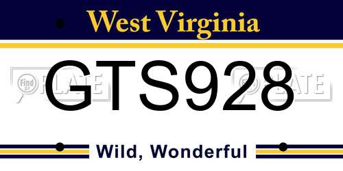 GTS928 West Virginia License Plate