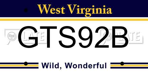 GTS92B West Virginia License Plate