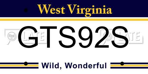 GTS92S West Virginia License Plate