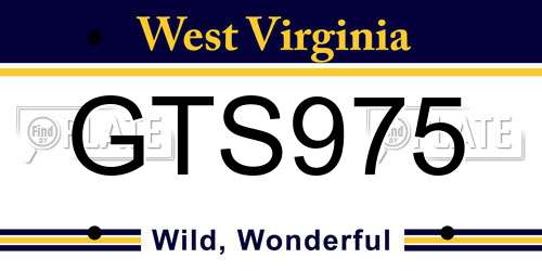 GTS975 West Virginia License Plate
