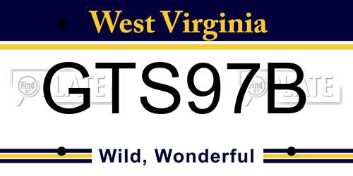 GTS97B West Virginia License Plate