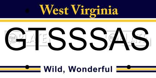 GTSSSAS West Virginia License Plate