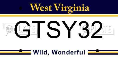 GTSY32 West Virginia License Plate