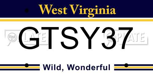 GTSY37 West Virginia License Plate