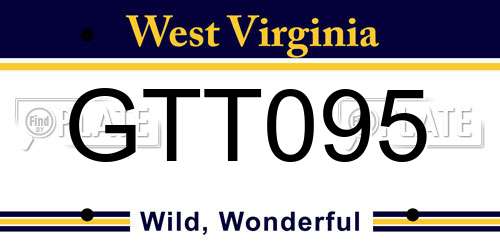 GTT095 West Virginia License Plate