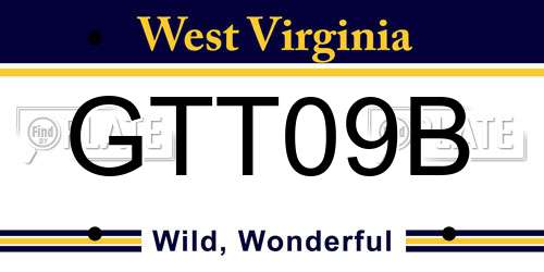 GTT09B West Virginia License Plate