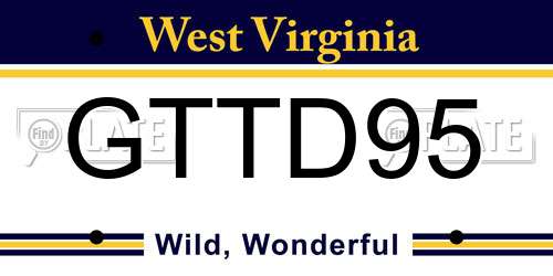 GTTD95 West Virginia License Plate