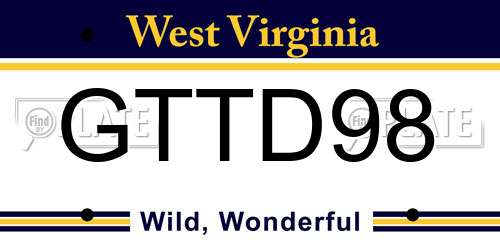GTTD98 West Virginia License Plate