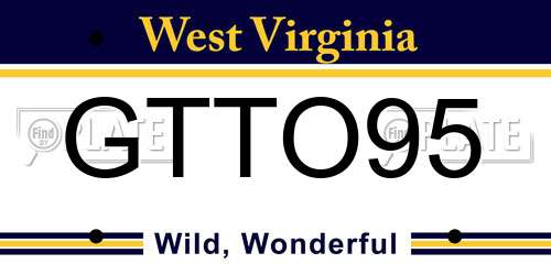 GTTO95 West Virginia License Plate