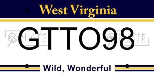 GTTO98 West Virginia License Plate