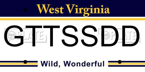 GTTSSDD West Virginia License Plate