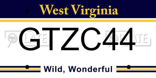 GTZC44 West Virginia License Plate