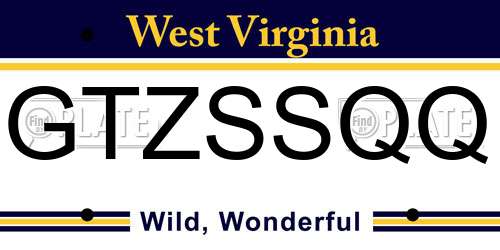 GTZSSQQ West Virginia License Plate