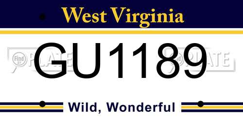 GU1189 West Virginia License Plate