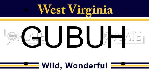 GUBUH West Virginia License Plate