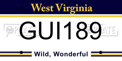 GUI189 West Virginia License Plate