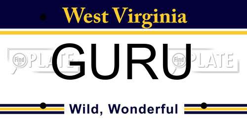 GURU West Virginia License Plate
