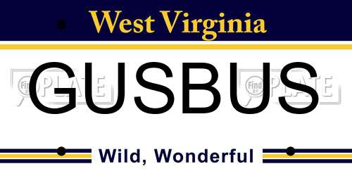 GUSBUS West Virginia License Plate