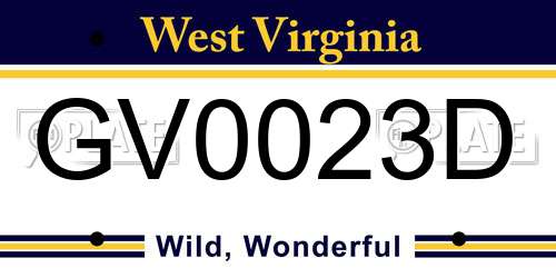 GV0023D West Virginia License Plate