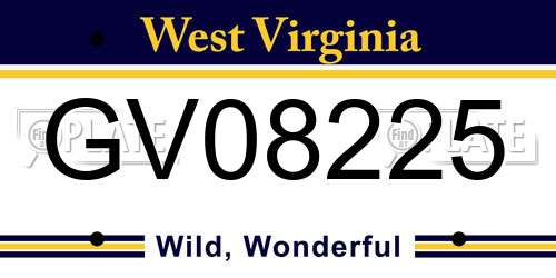 GV08225 West Virginia License Plate