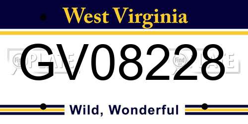 GV08228 West Virginia License Plate