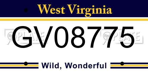 GV08775 West Virginia License Plate