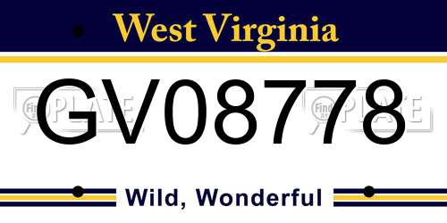GV08778 West Virginia License Plate