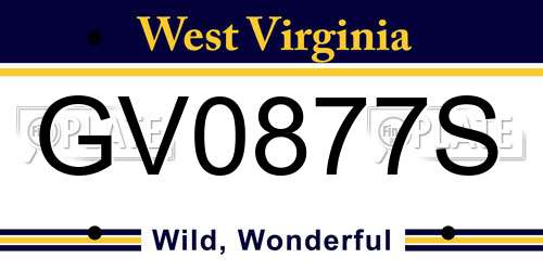 GV0877S West Virginia License Plate