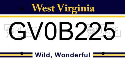 GV0B225 West Virginia License Plate