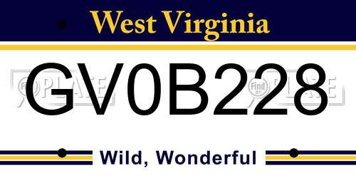 GV0B228 West Virginia License Plate