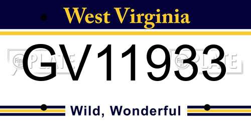 GV11933 West Virginia License Plate