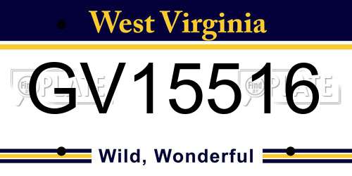 GV15516 West Virginia License Plate