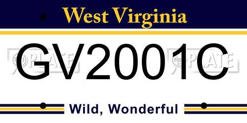 GV2001C West Virginia License Plate